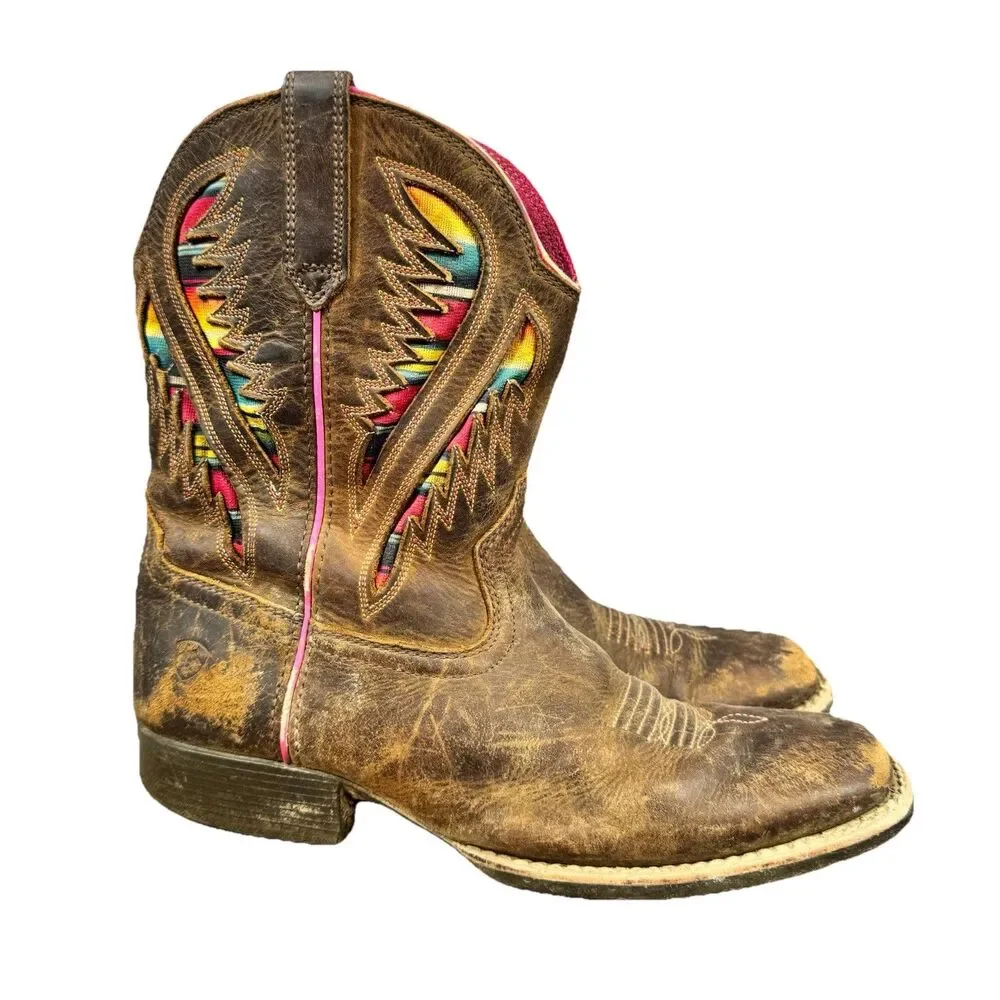 Ariat Quickdraw Western Boots Youth Boys Size 5 Cowboy Leather